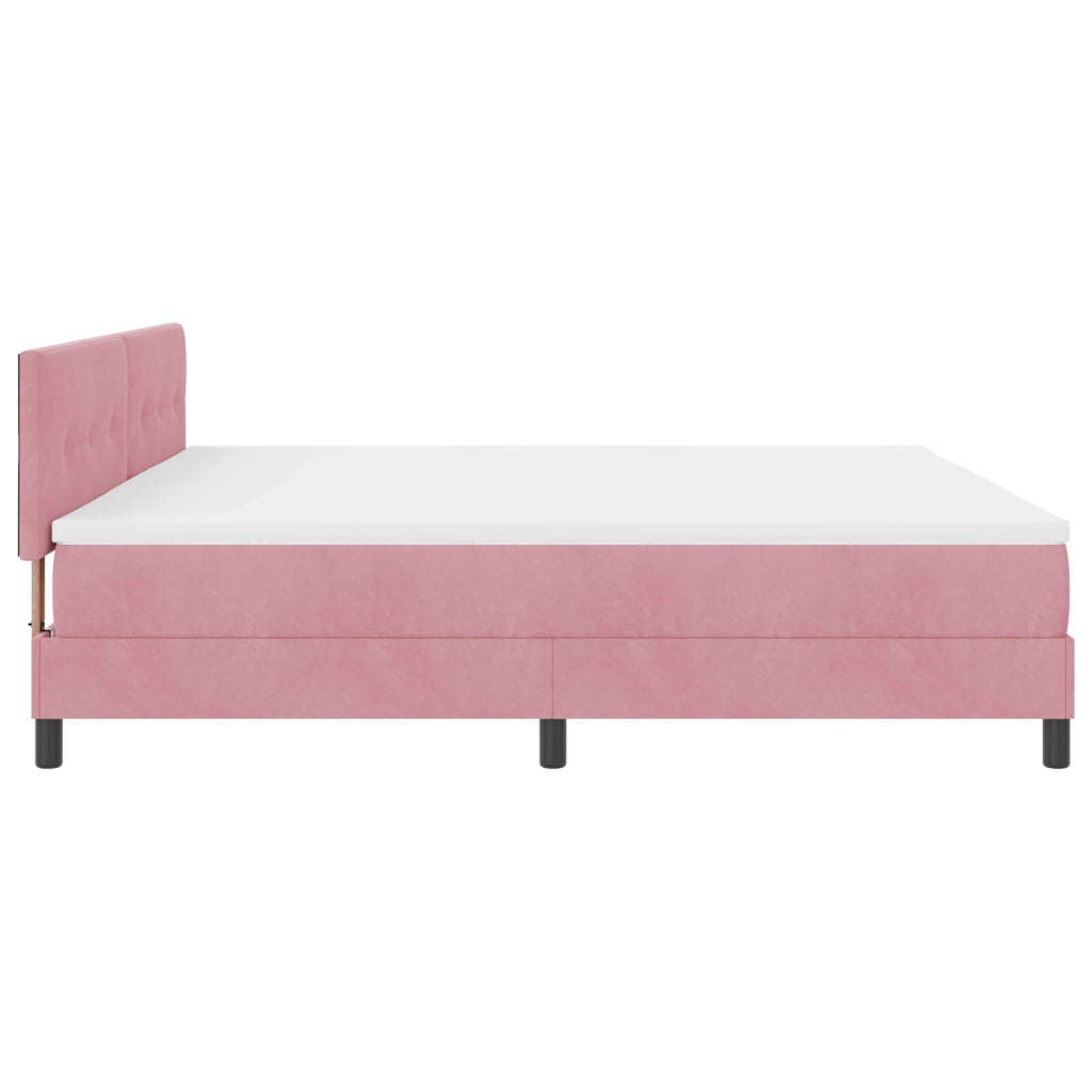 Letto Box Spring con Materasso e LED Rosa 200x200 cm Velluto
