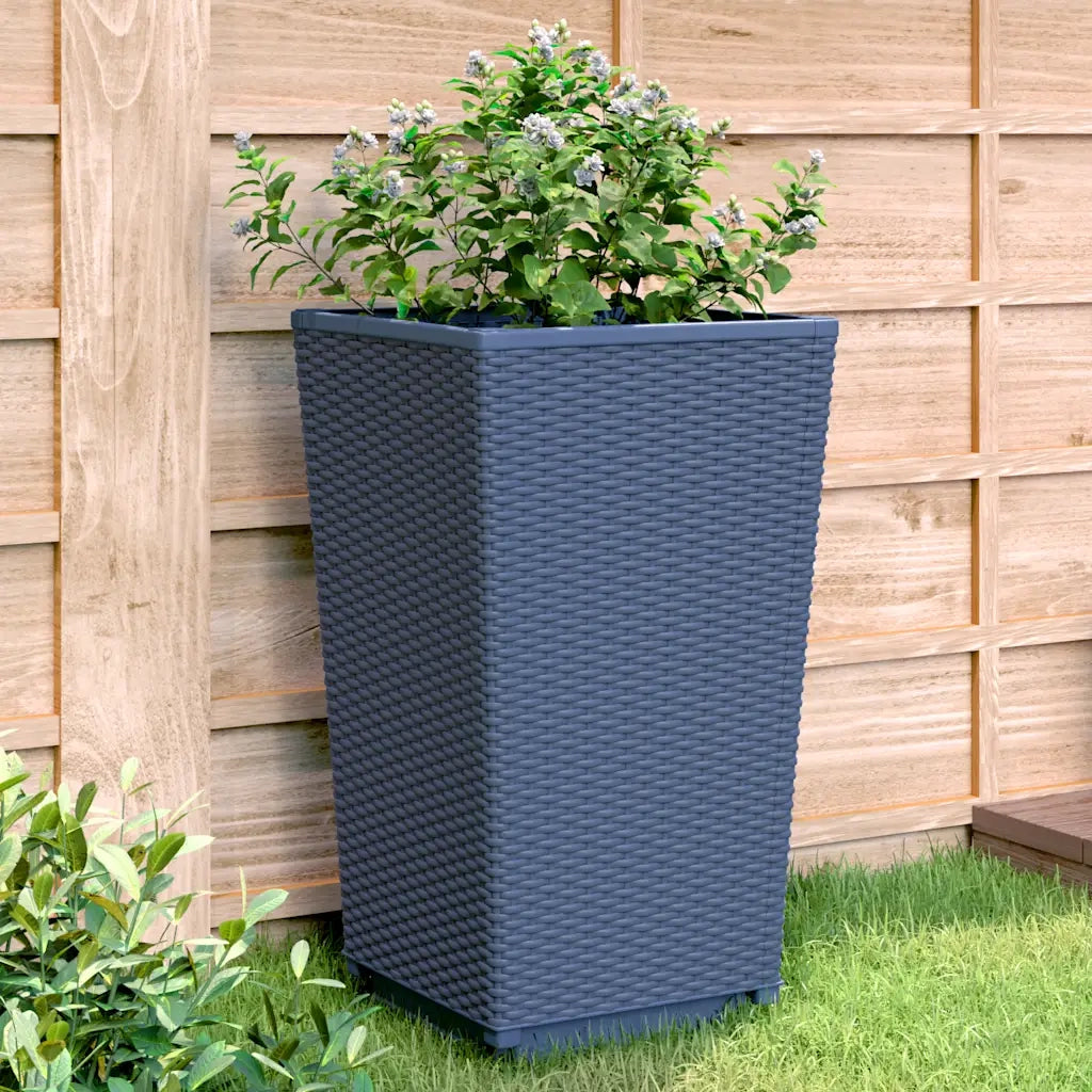 Fioriere | Cassetta per fiori | Vaso da Giardino 4 pz Grigio Blu 32,5x32,5x57 cm in PP