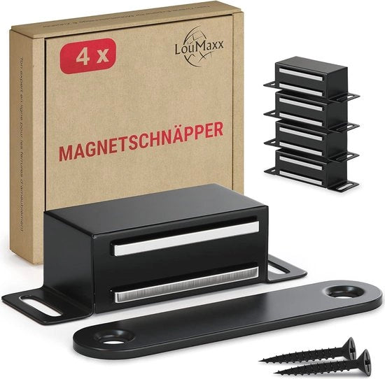 Set di Magnete da Parete da 4 - Forte Tenuta di 6 kg - Acciaio Inossidabile - Magnete da Porta e da Cassetto per Buon Grip