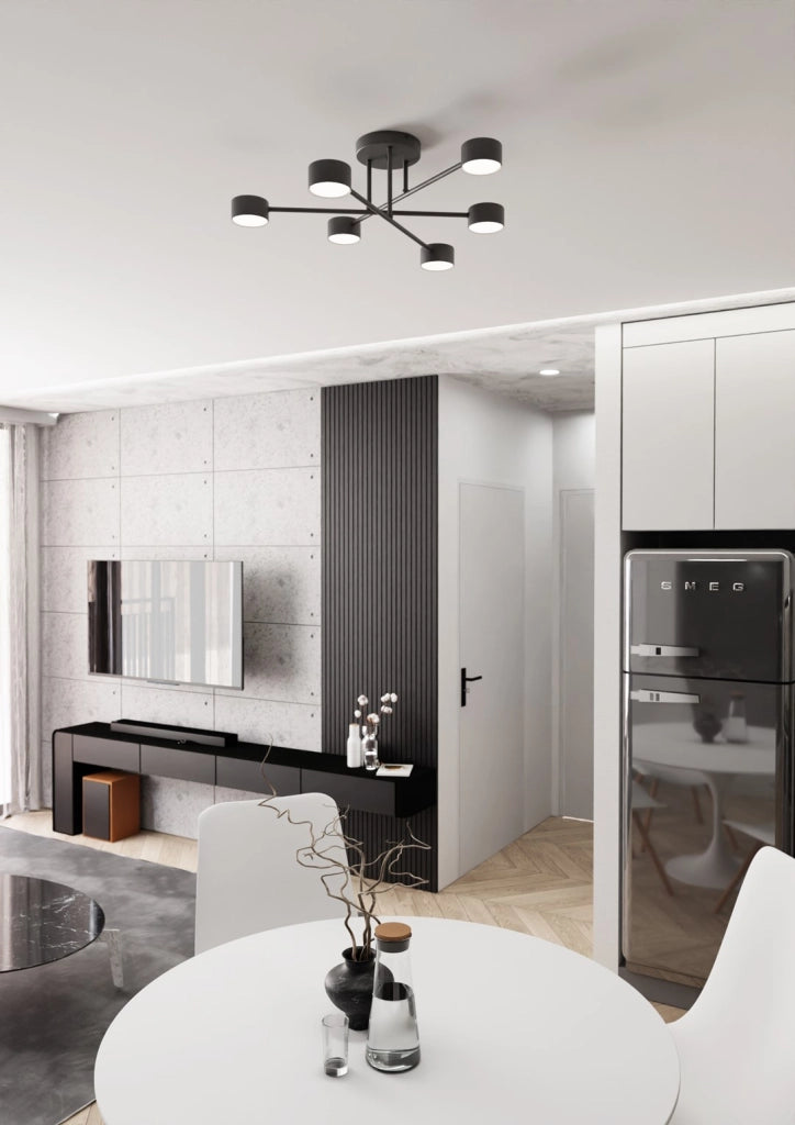 Plafoniera minimal nera in metallo HALO Emibig 6xGX53 8W
