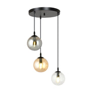 Lampada a sospensione Cosmo set in acciaio nero e vetro multicolor