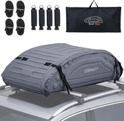 Borsa da Tetto per Auto Impermeabile 14Cu.Ft/400L, Box Tetto Universale Pieghevole con Borsa+ 4 Cinghie Rinforze+ 4 Ganci, Portabagagli per Tutti i Veicoli con/senza Barre Portapacchi (Grigio)