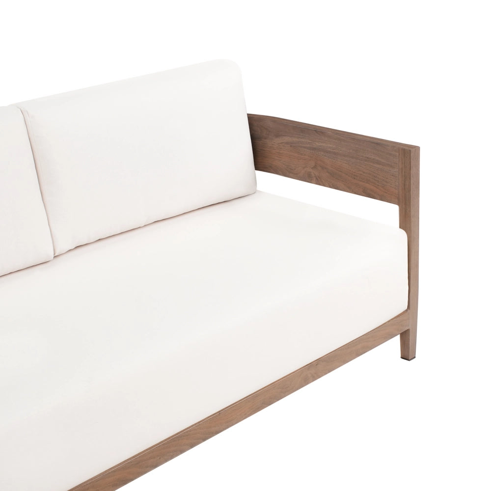 Divano da giardino con tavolino per esterni a 2 posti in alluminio con cuscini marrone chiaro stile moderno