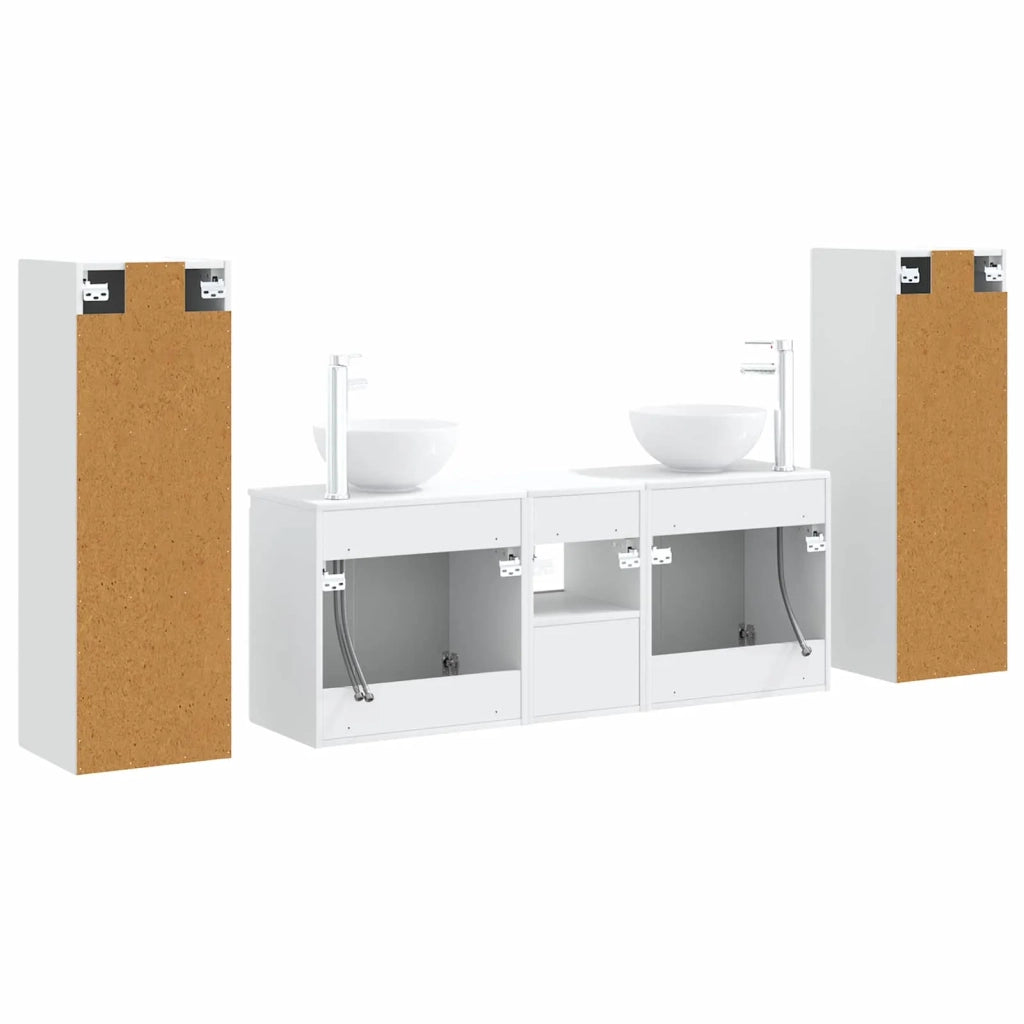 Set di mobili per il bagno 5 pz Bianco Lucido 3405987