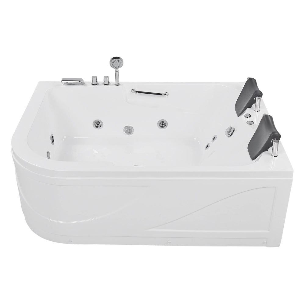 Vasca Idromassaggio Acrilico Bianco 170 x 119 cm Luci LED Subacquee versione sinistra Curva Doppio Idromassaggio