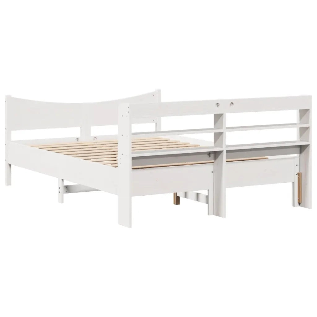 Giroletto con Testiera-Struttura Letto con testiera Bianco 135x190 cm Legno Massello di Pino 432264
