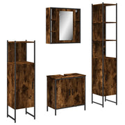 Set Mobili da Bagno | Armadio da bagno 4 pz Rovere Fumo in Legno Multistrato