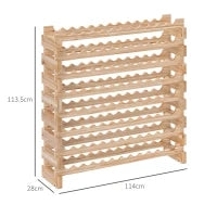 Portabottiglie in Legno di Pino, Cantinetta Vini con 8 Ripiani per 96 Bottiglie, 114x28x113.5 cm, Colore Legno