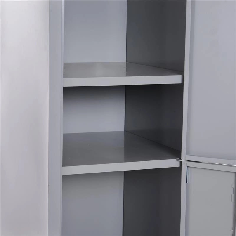 ARMADIETTO GUARDAROBA IN ACCIAIO 4 RIPIANI 2 PORTE CON CHIUSURA DI SICUREZZA GRIGIO 38X46X180CM