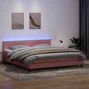 Letto a Molle con Materasso e LED Rosa 180x210 cm in Velluto 3316994