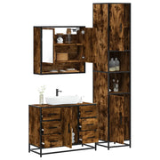 Set Mobili da Bagno 3 pz Rovere Fumo in Legno Multistrato 3301112