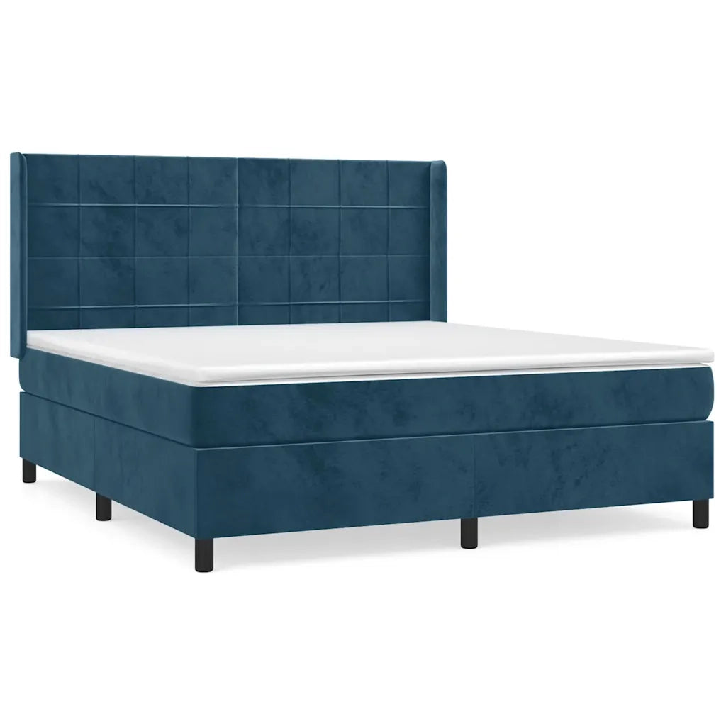 Giroletto a Molle con Materasso Blu Scuro 160x200 cm in Velluto 3132691