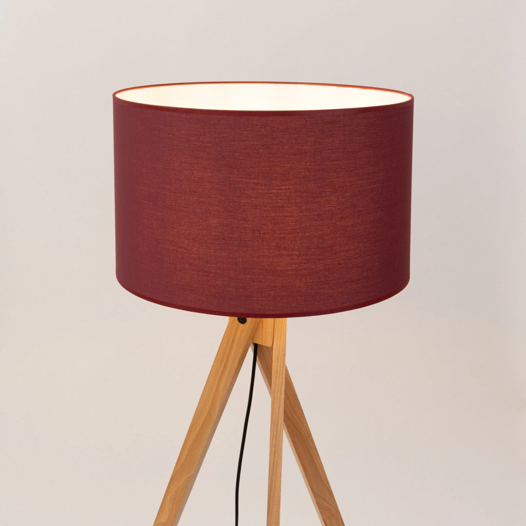 Lampada da terra treppiede legno borgogna E27 SKUMRA