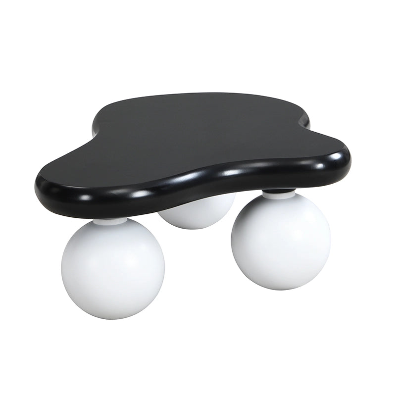 TAVOLINO DA CAFFÈ a forma di nuvola 95x62,5x32 cm MDF Nero/Bianco con LED