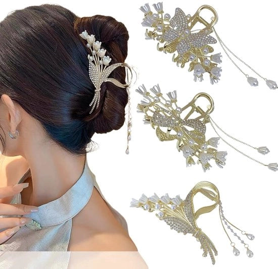 Spille per Capelli con Fiori e Farfalle Antiscivolo - 1 pezzo