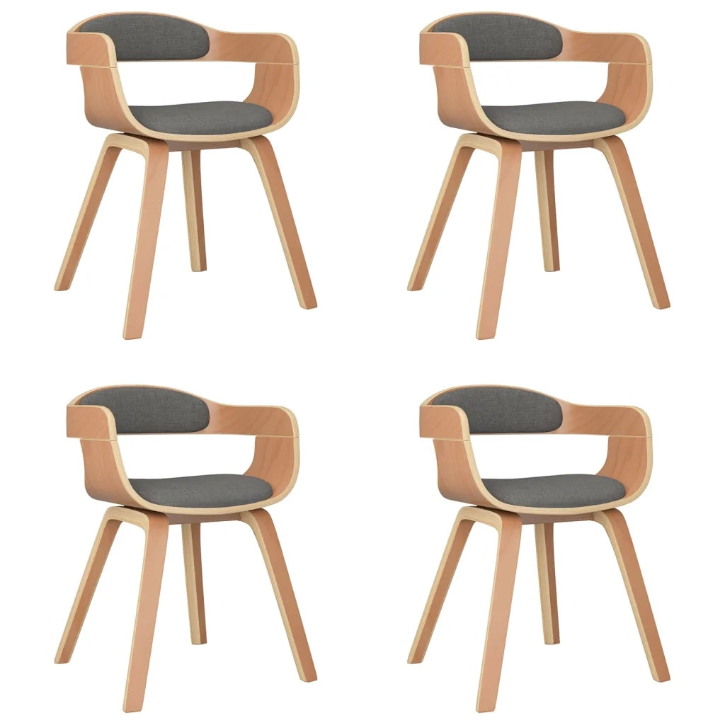 Sedie da Pranzo 4 pz Grigio Chiaro Legno Curvato e Tessuto 3092387