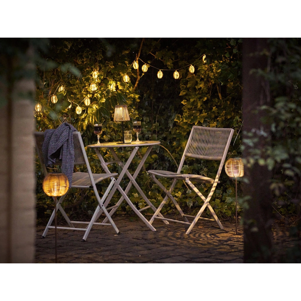 Lampada solare Carlisle in metallo e PE natural — piantana outdoor 70 cm