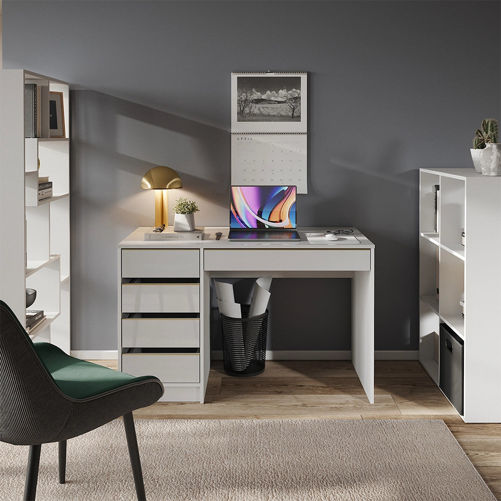 Vicco Scrivania Bianco lucido 55 x 120 cm con cassetti