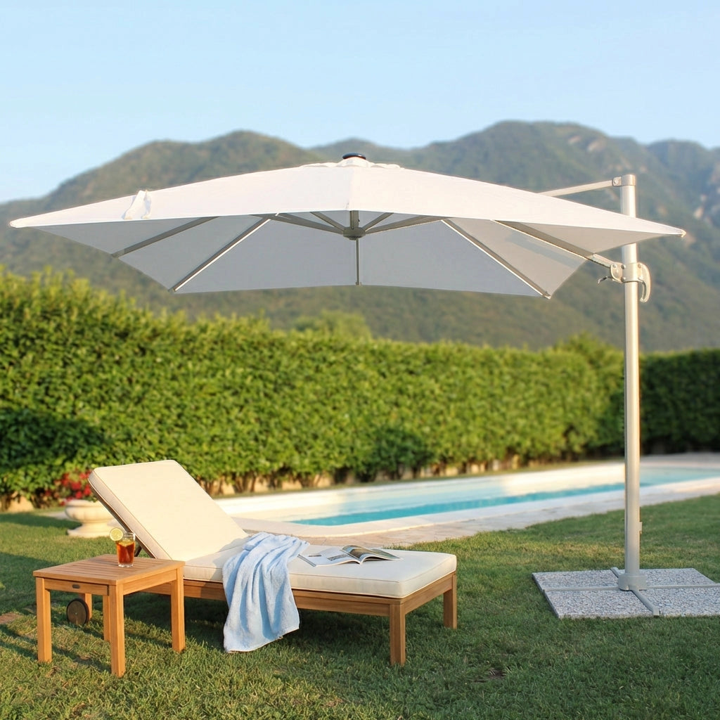 Ombrellone da Giardino decentrato con led 3x4 in alluminio - RENO