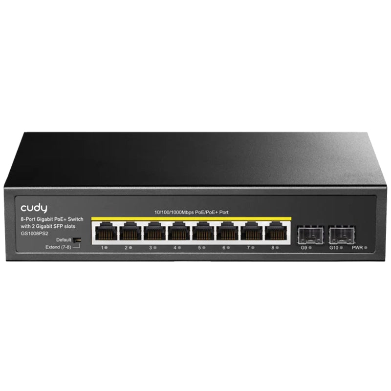 CUDY GS1008PS2 - SWITCH 8 PT GIGABIT POE+ - 2 GIGABIT SFP SLOT 120W