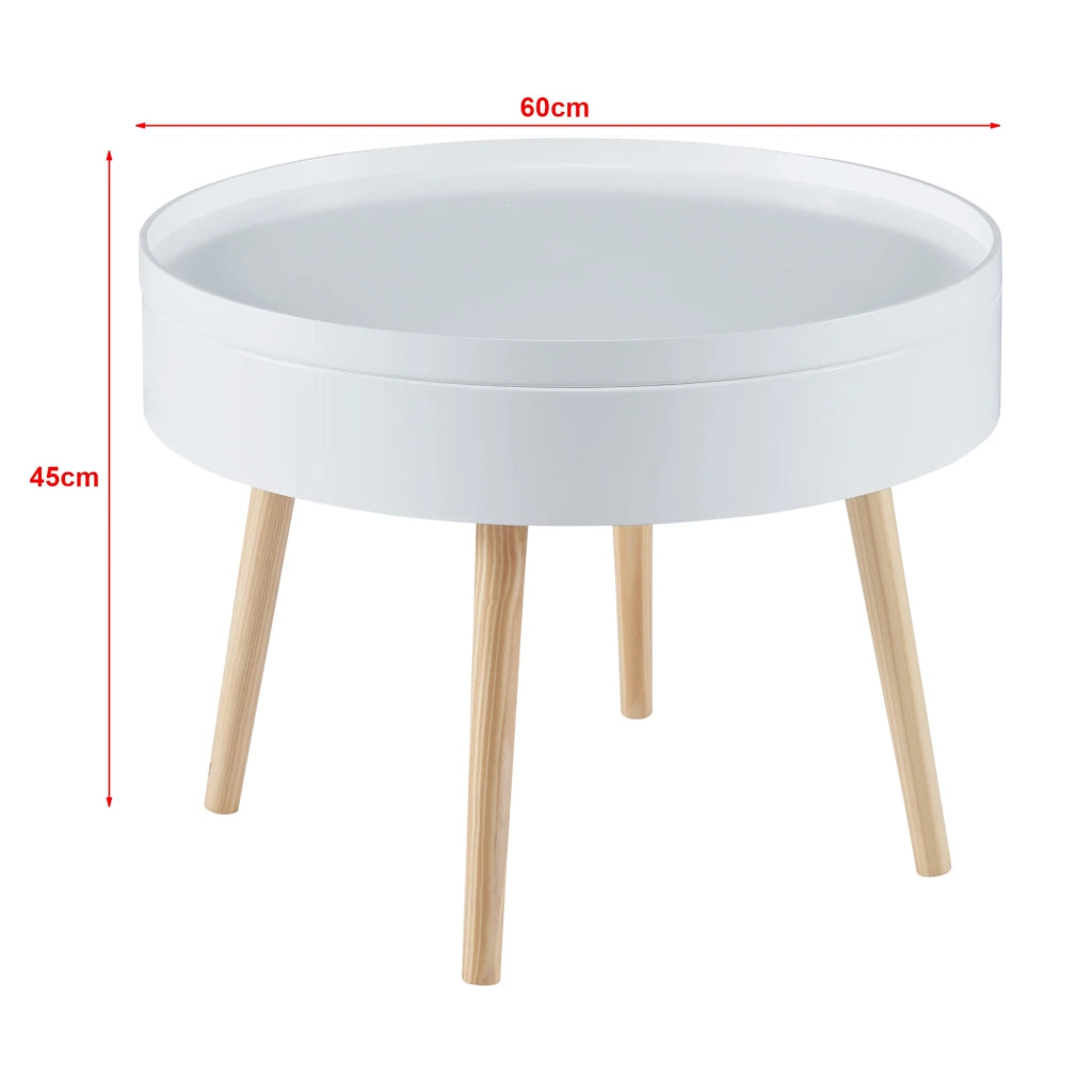Tavolino con piano rimovibile 45 x 60 cm bianco 03_0008427