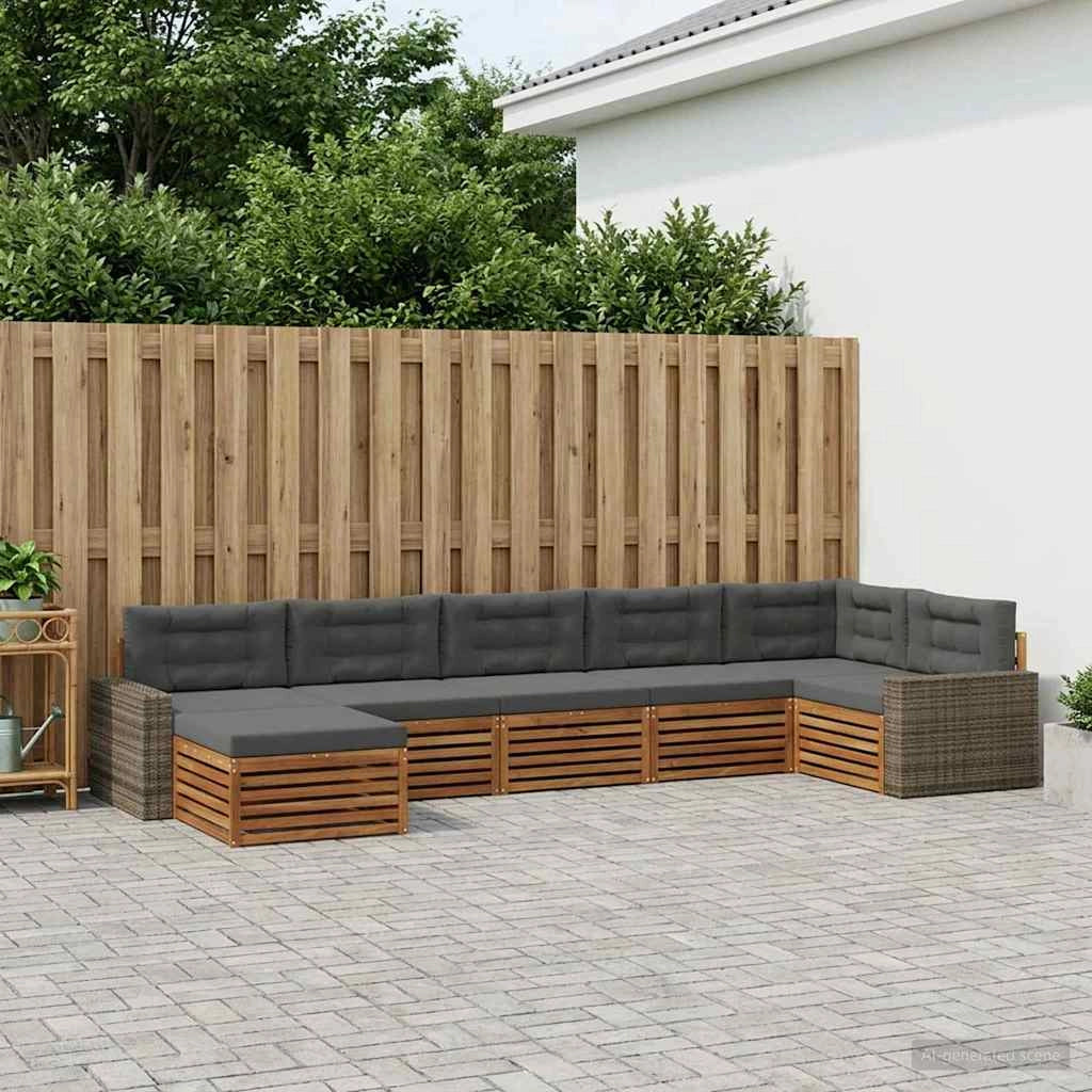 Set di divani da esterno 7 pz Naturale e Antracite 3383640