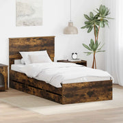 Struttura del letto con cassetto Rovere fumé 75 x 190 cm 3408037