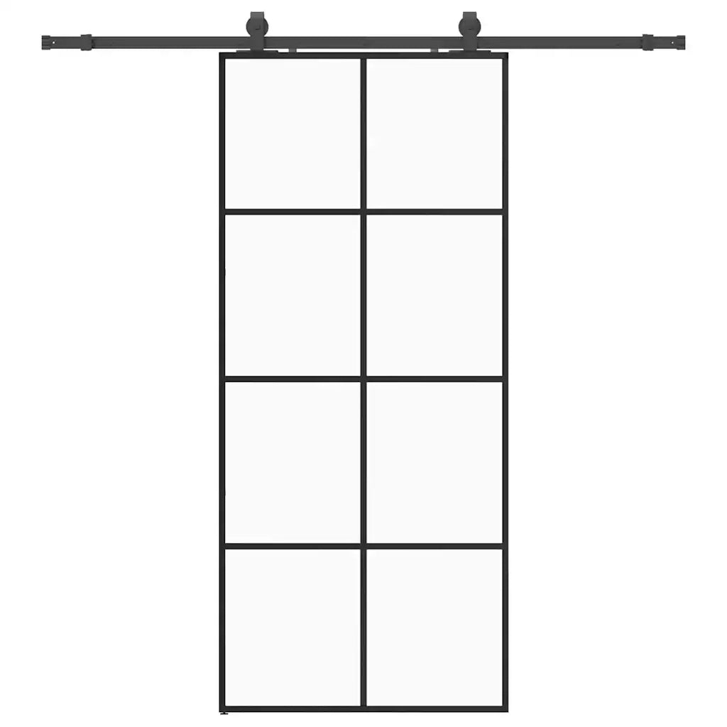 Porta Scorrevole con Ferramenta Nera 90x205 cm in Vetro ESG