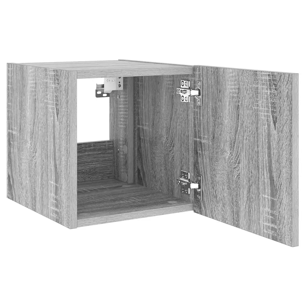 Mobili TV a Parete con Luci LED 2pz Grigio Sonoma 30,5x35x30 cm 837229