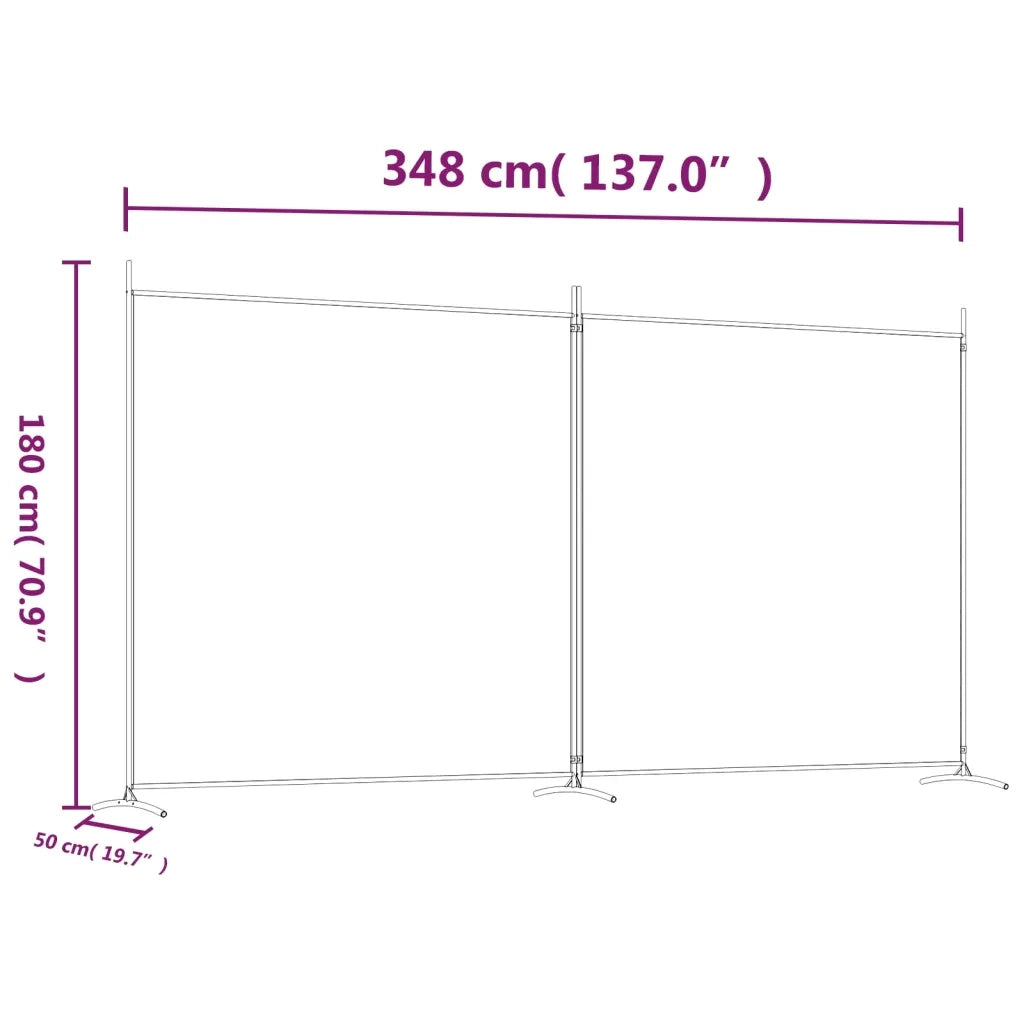 Divisorio a 2 Pannelli Marrone 348x180 cm in Tessuto 350275