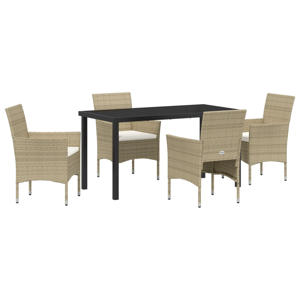 Set da Giardino 5 Pezzi Beige Rattan Poliestere