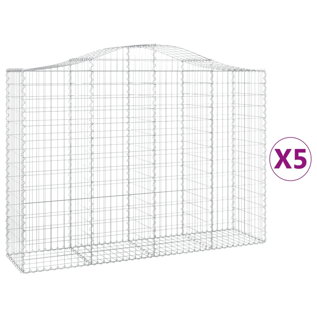 Cesti Gabbioni ad Arco 5 pz 200x50x140/160 cm Ferro Zincatocod mxl 100001