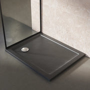 Piatto doccia 70x170 effetto pietra nero in acrilico altezza slim | Petra