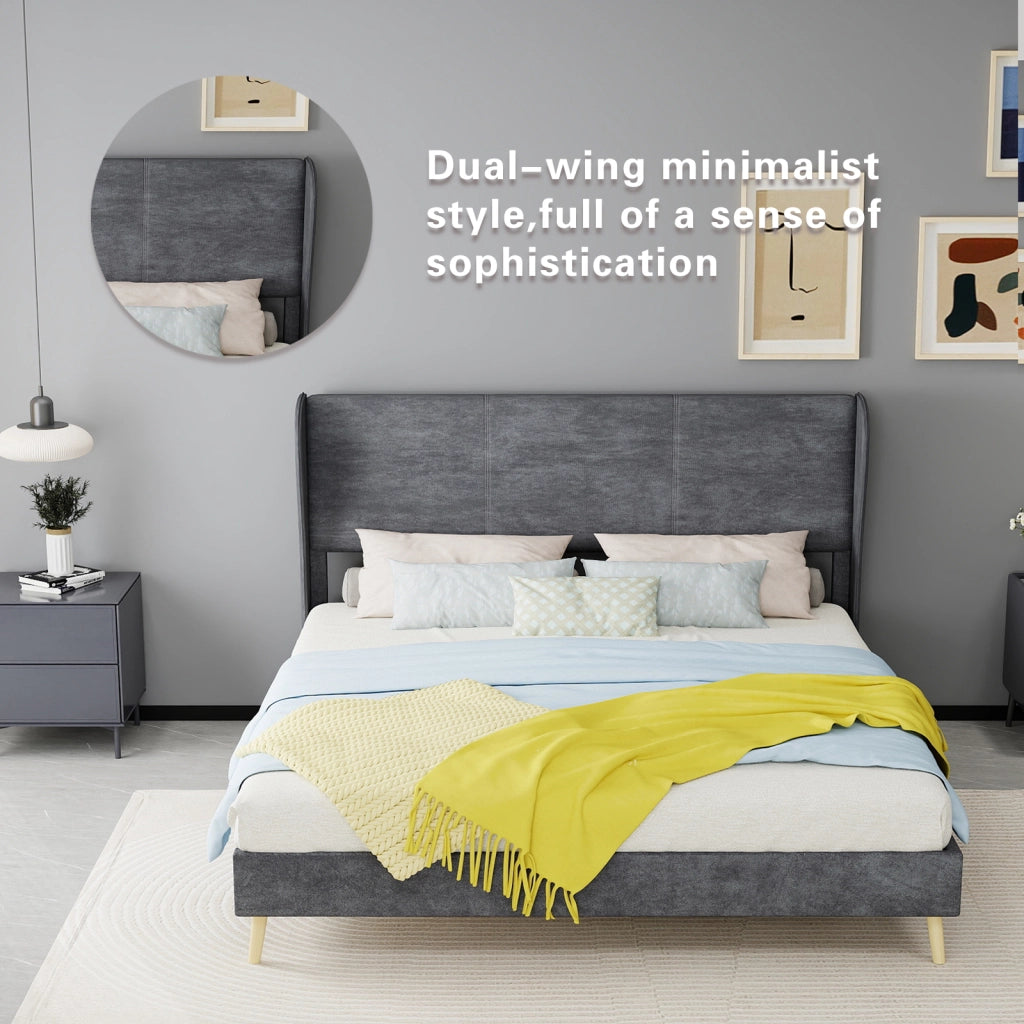 letto imbottito tessuto metallo grigio 160 x 200 cm