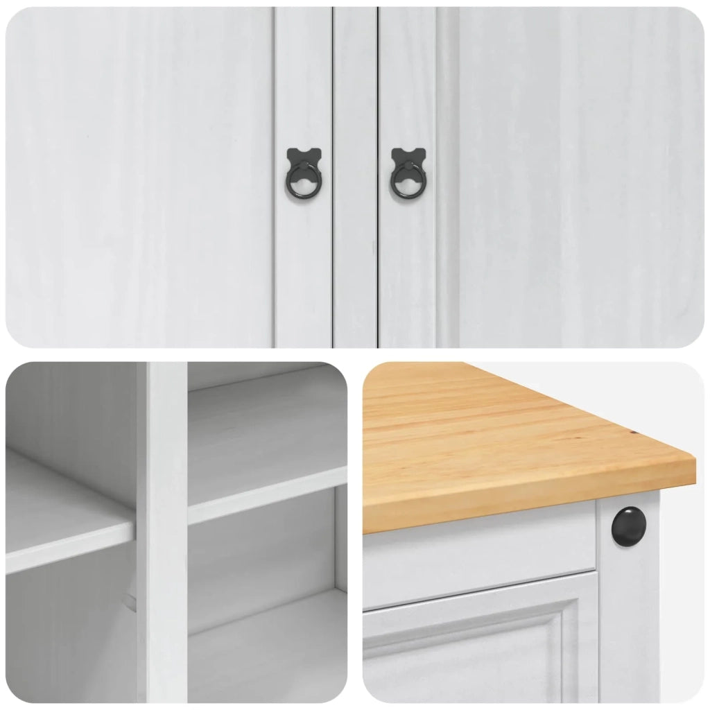 Carrello da Cucina 2 pcs Bianco e Cera di Miele Pino Massello
