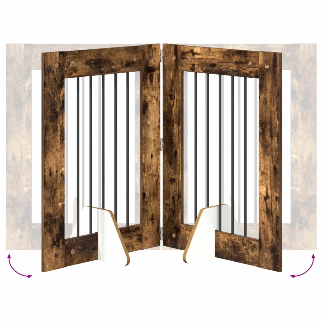 Cancello per cani con supporti 4 pz Rovere Fumo 60 x 80 cm CFW3977021