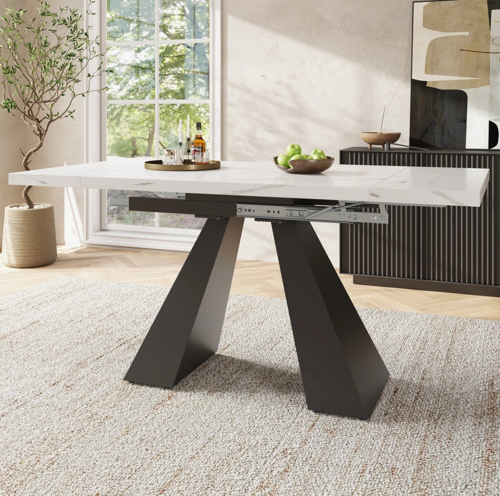 Tavolo da pranzo allungabile 99-159x74 cm bianco e nero