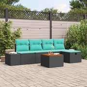 Set Divano da Giardino 6 pz Nero Poly Rattan 3360924