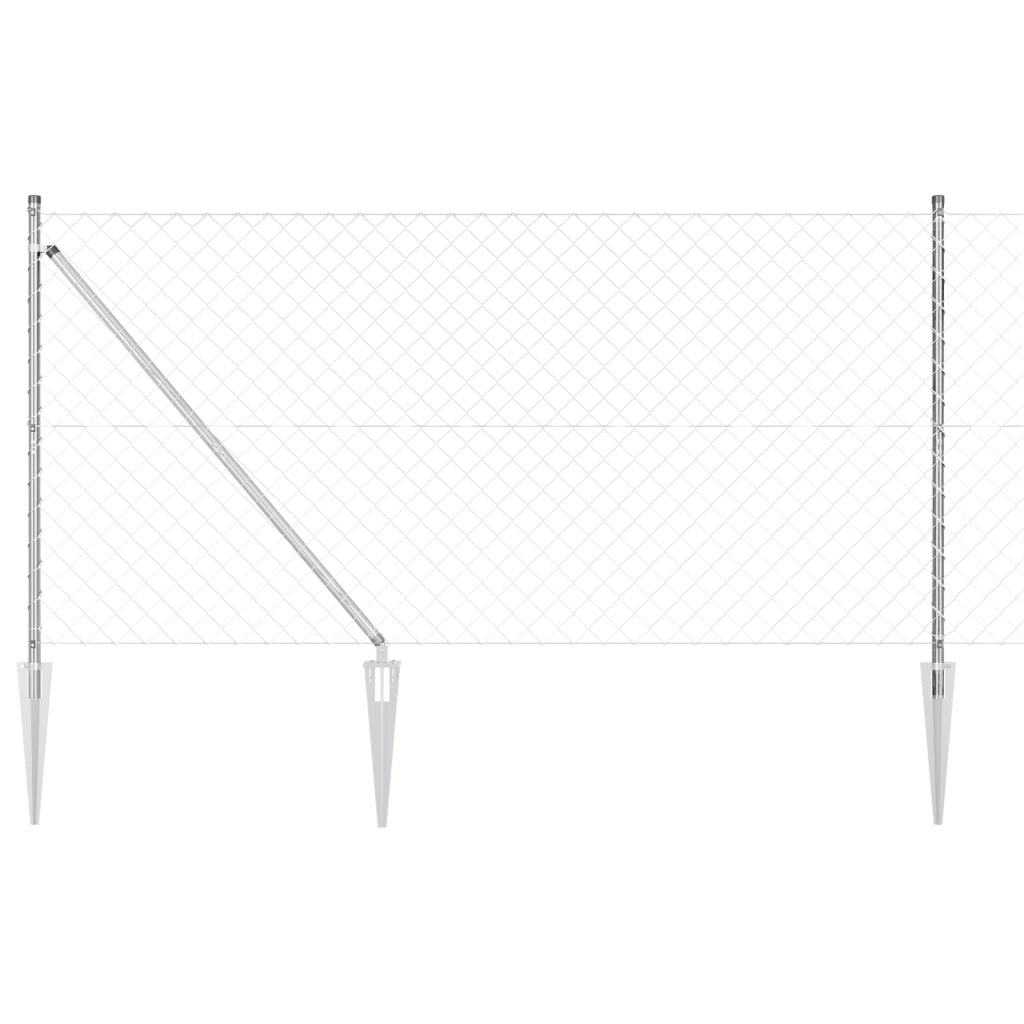 Recinzione a Maglie con 7 Picchetti 1.2x10 m Acciaio Zincato