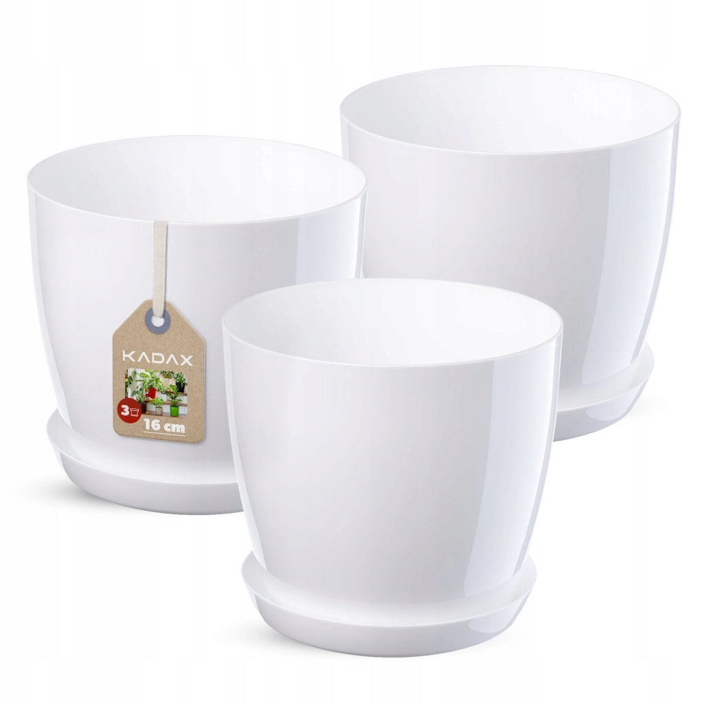 Vaso da fiori KADAX, fioriera, coperchio, 16 cm, supporto per fiori, plastica bianca, 3 pezzi.
