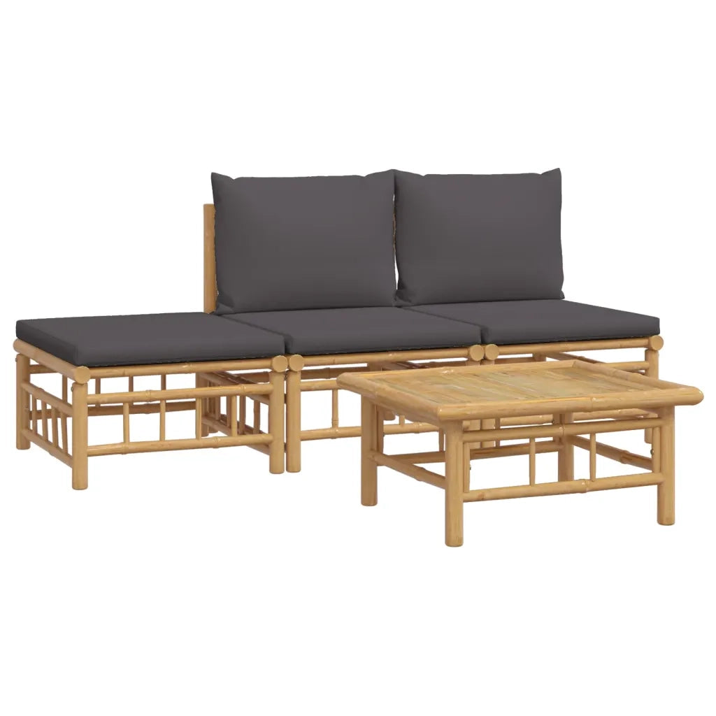 Set Salotto da Giardino 4pz | Set di Mobili da Esterno con Cuscini Grigio Scuro Bamb¨´