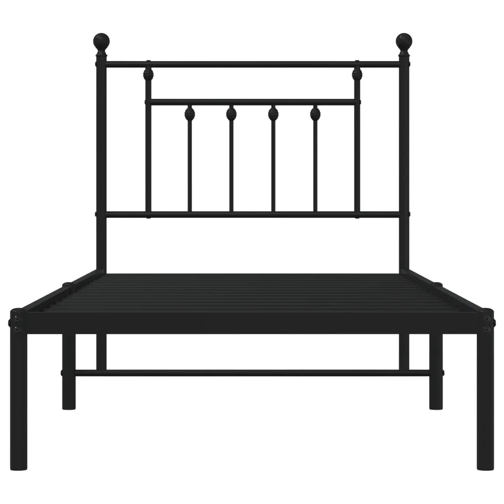 Giroletto con Testiera-Struttura Letto con testiera in Metallo Nero 90x190 cm 468095