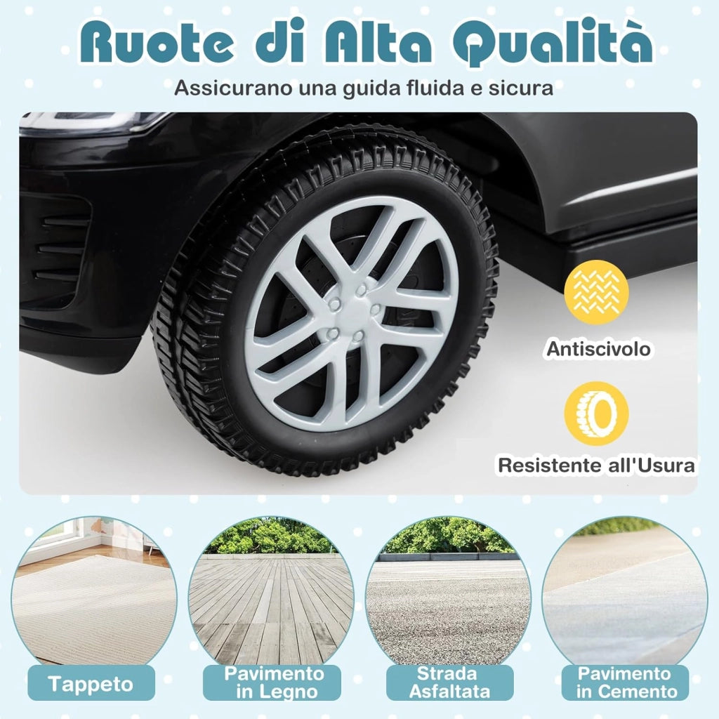 3 in 1 Auto a Spinta, Macchinina a Pedale con Manico Removibile e Paracolpi, Clacson e Suodo di Avvio, Macchina Cavalcabile per Bambini 18-36 Mesi (Nero)