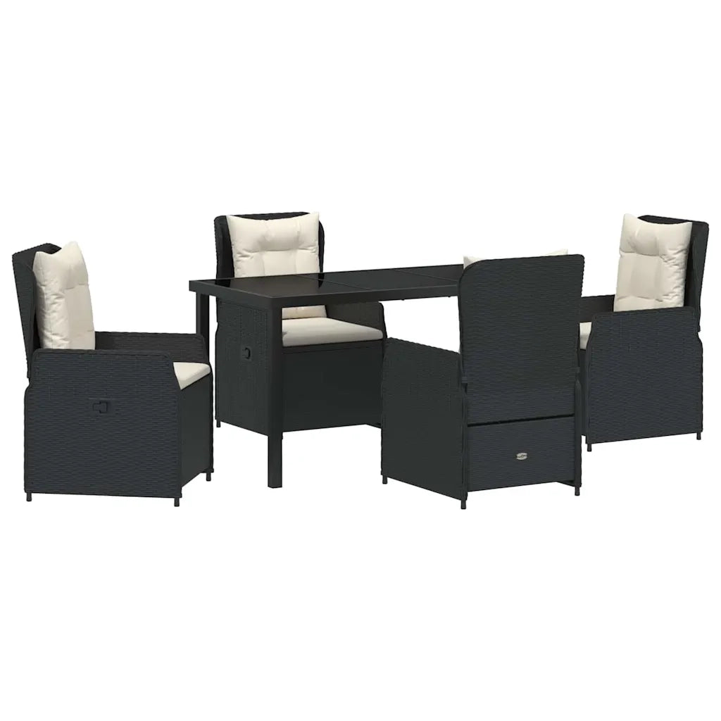 Set da Pranzo per Giardino 5 pcs Nero polyrattan 3380941