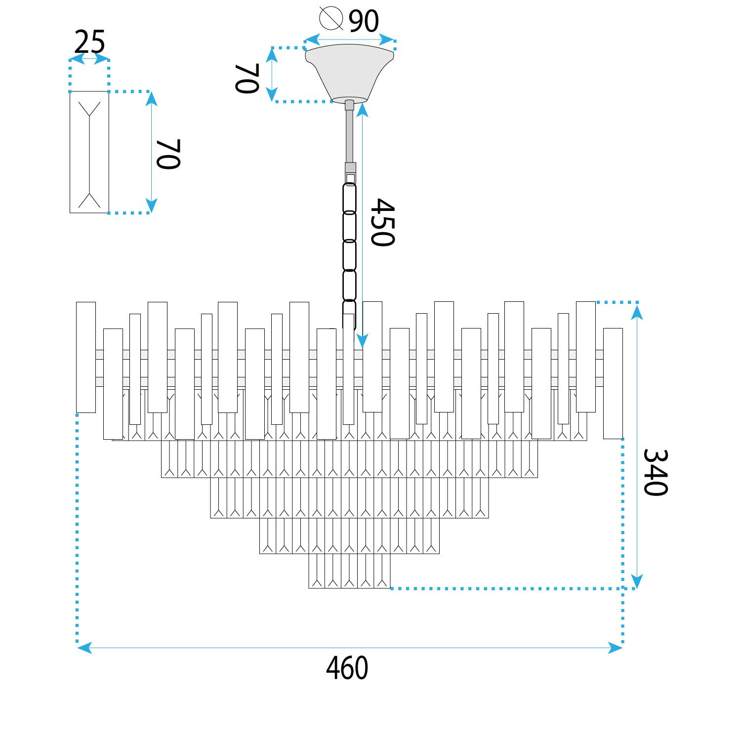 Lampada Cristal G051-cp 50cm Chrome