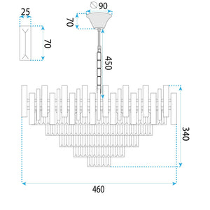 Lampada Cristal G051-cp 50cm Chrome