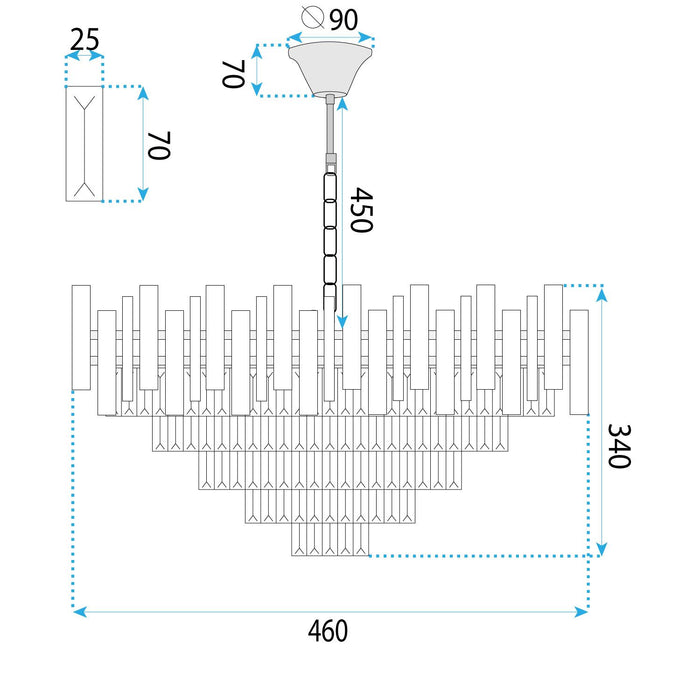 Lampada Cristal G051-cp 50cm Chrome