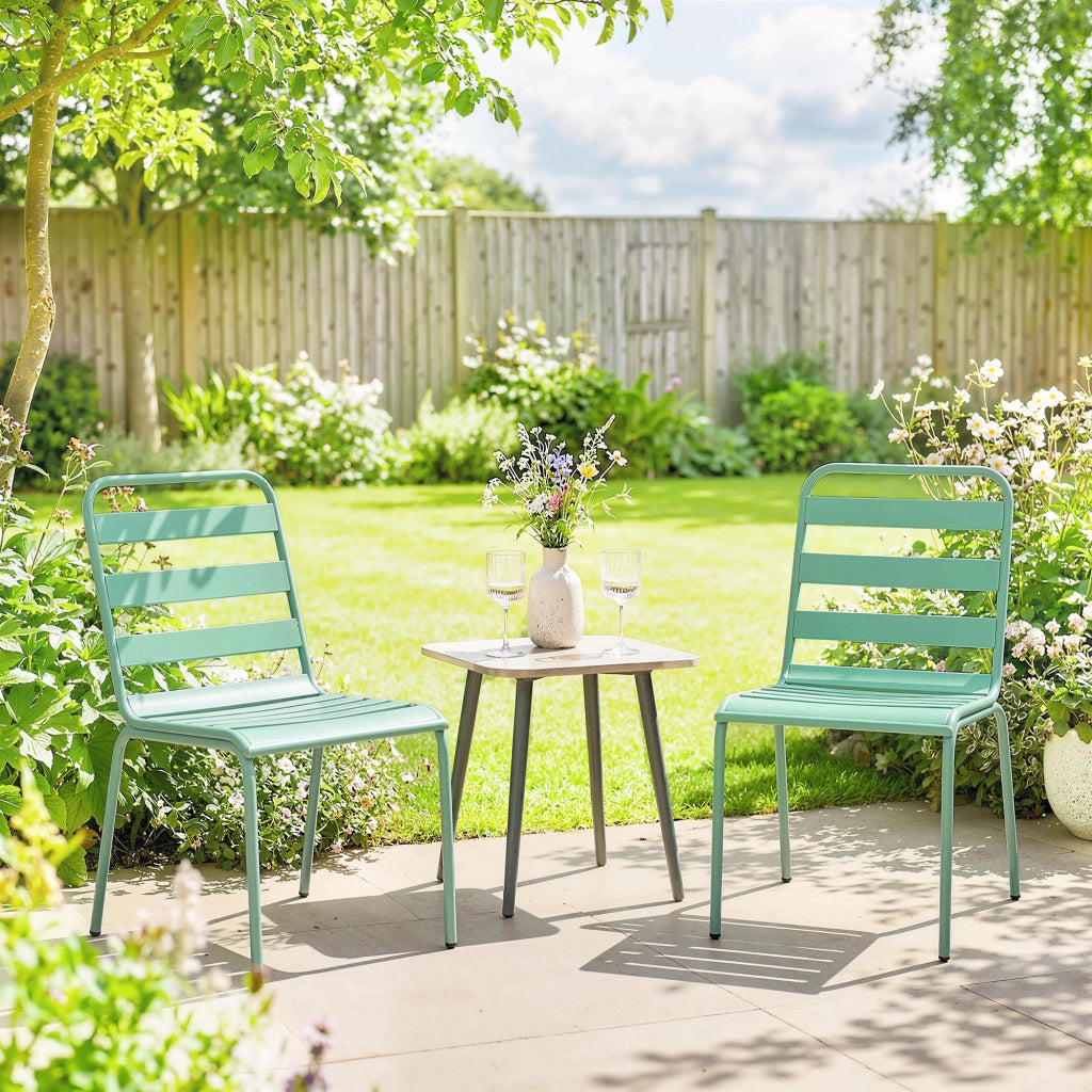 Sedia da giardino impilabile ¨C zephmum ¨C verde, metallo, lotto 2 pezzi