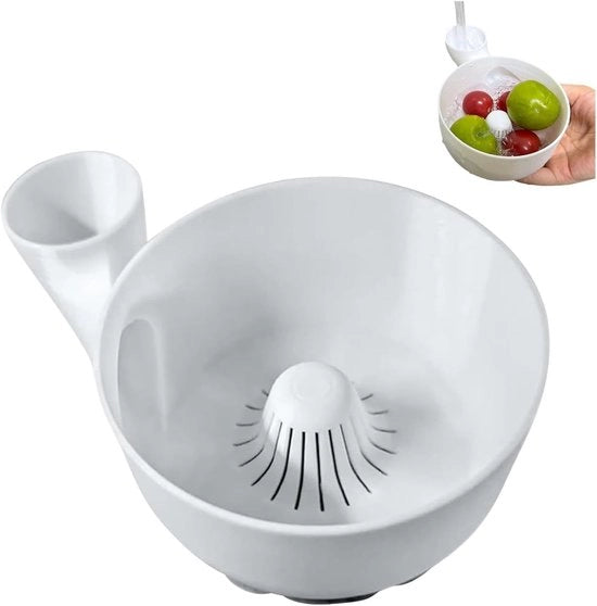 Aspirapolvere per frutta - Centrifuga per frutta - Pulitore per frutta - Per cucina, cottura, picnic, campeggio - Bianco - 15x19x8CM