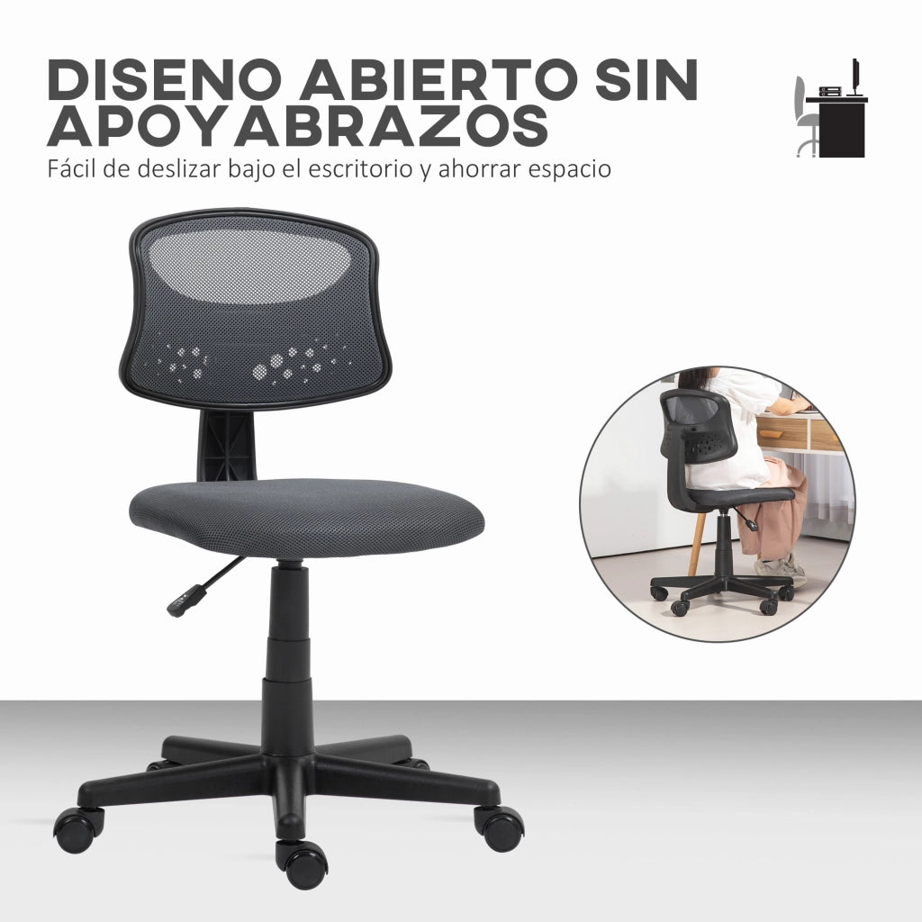 Sedia da ufficio senza braccioli girevole con schienale in rete traspirante altezza regolabile ¨C zephmum ¨C grigio